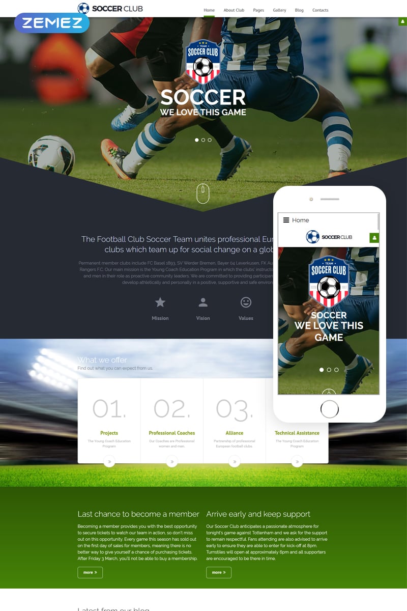"Soccer - Soccer Club Responsive" - адаптивний Joomla шаблон №62266