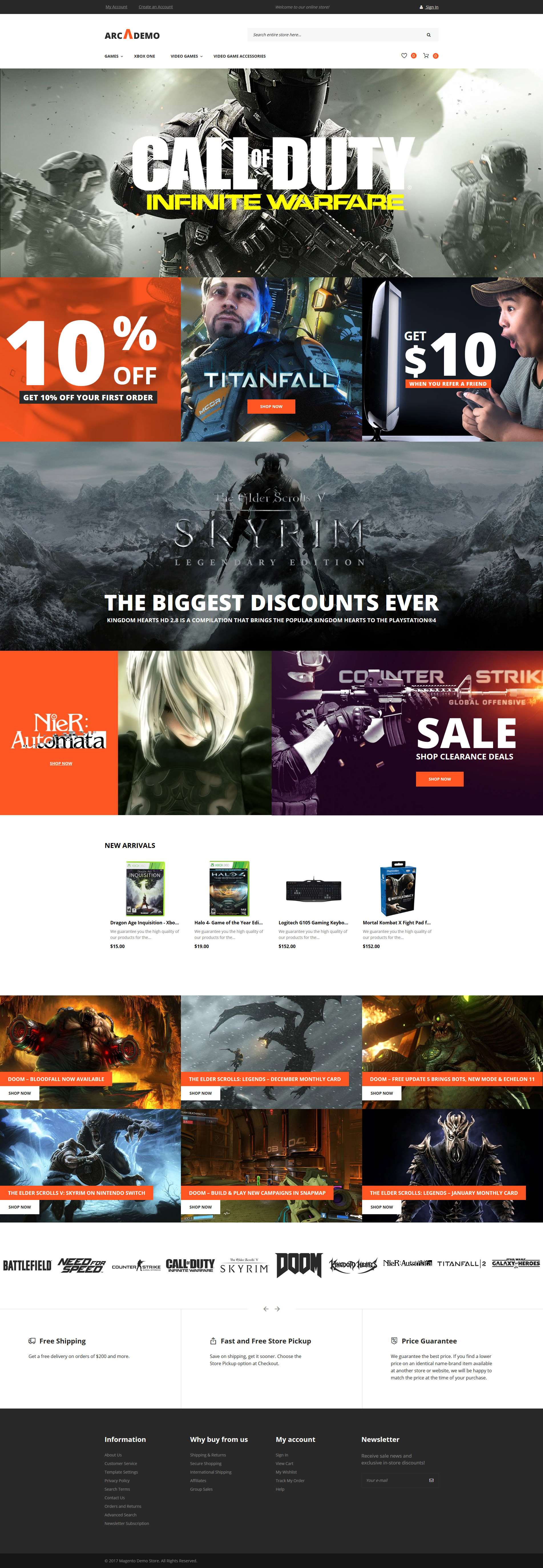"Arcademo - Video Games Shop Responsive" Responsive Magento Thema №62335 - screenshot
