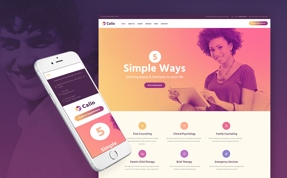 Calio - Therapy & Counselling Wordpress Theme WordPress Theme New Screenshots BIG
