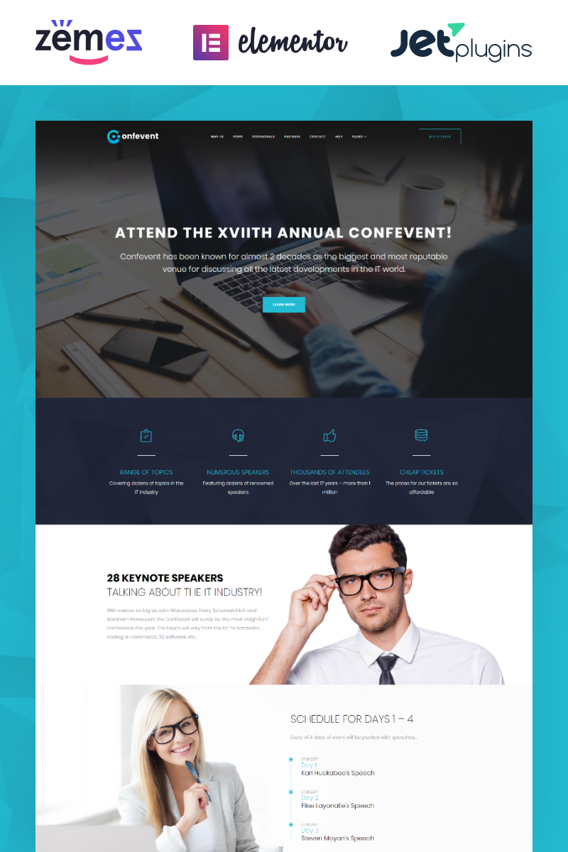"Confevent - Event Landing Page" 响应式WordPress模板 #62307