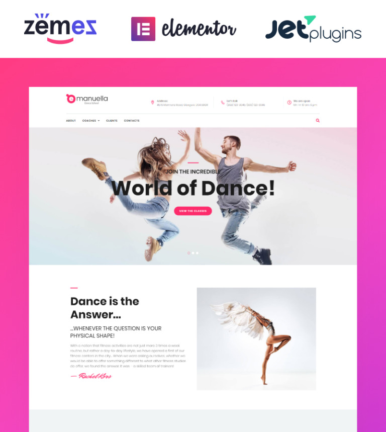 Emanuella - Dance School Responsive WordPress Theme