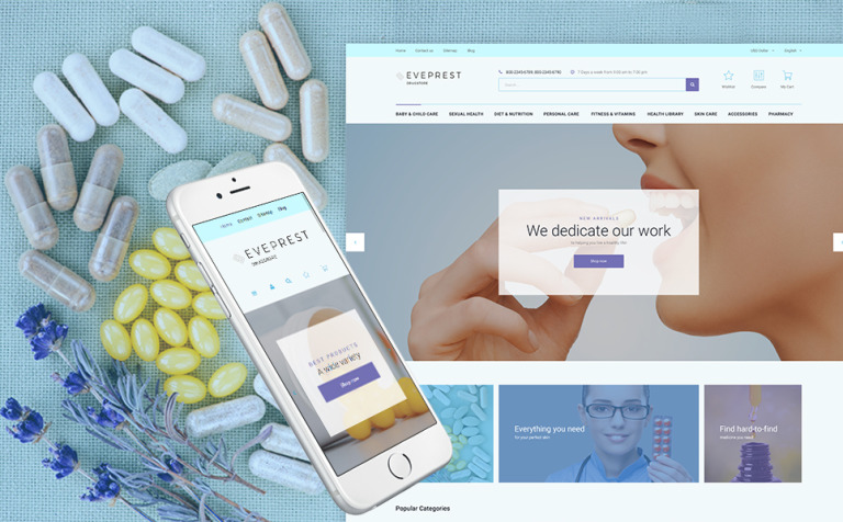 Eveprest - Drugstore Bootstrap PrestaShop Theme Big Screenshot Eveprest - Drugstore PrestaShop Theme New Screenshots BIG