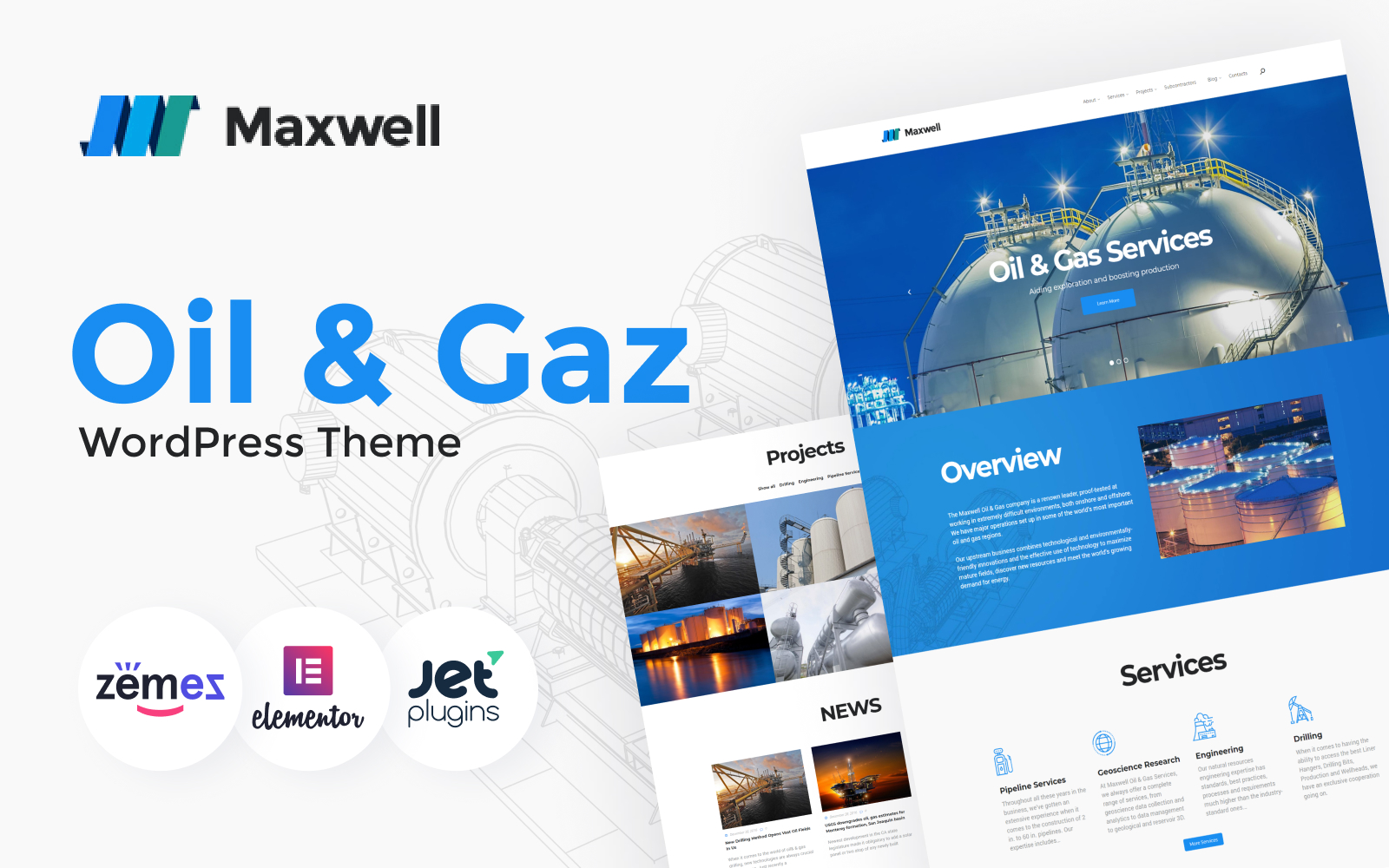 "Maxwell - Oil & Gas Company Responsive" 响应式WordPress模板 #62356
