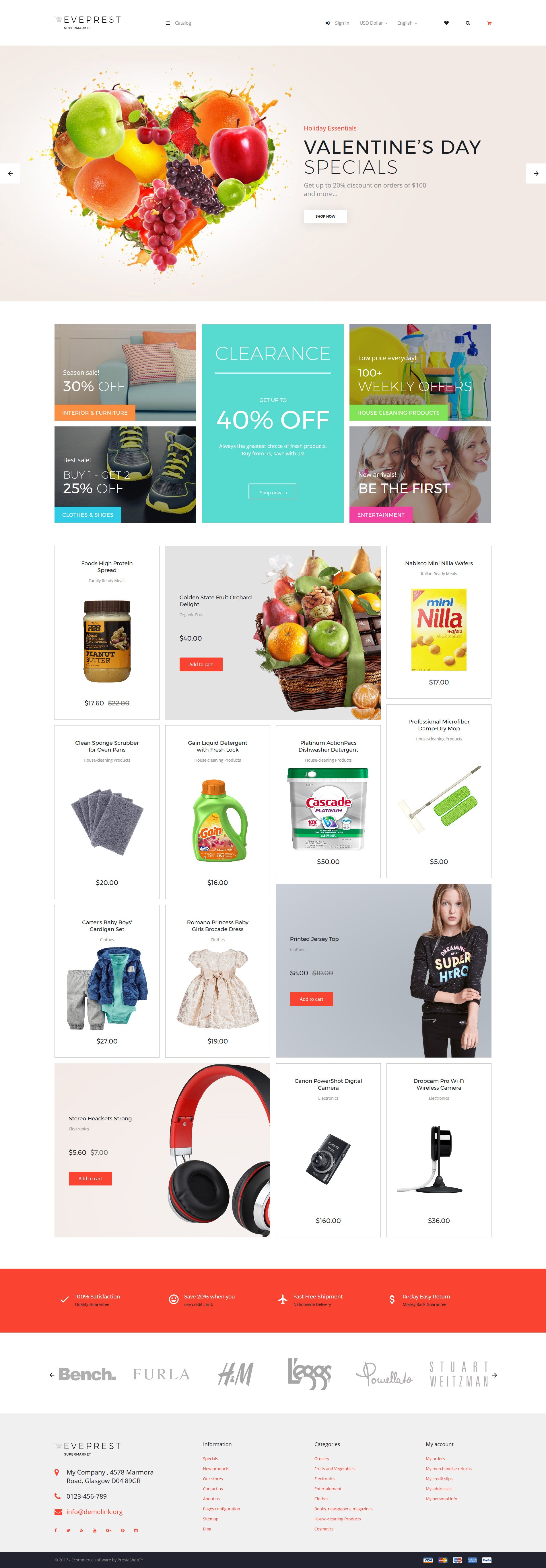 Modello PrestaShop Responsive #62387 "Eveprest - Supermarket" - screenshot