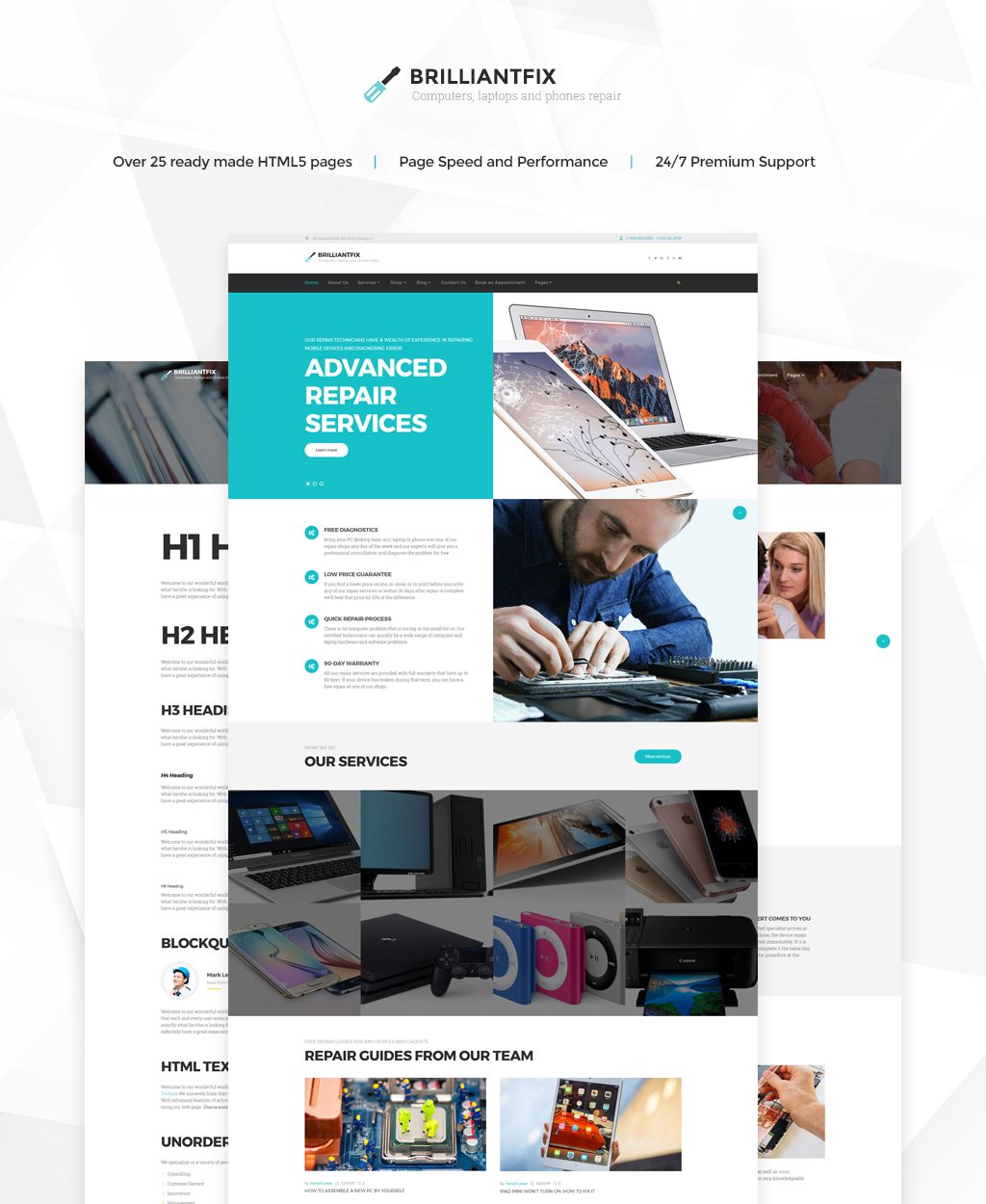 Responsive BrilliantFix - Service Center Web Sitesi #62300