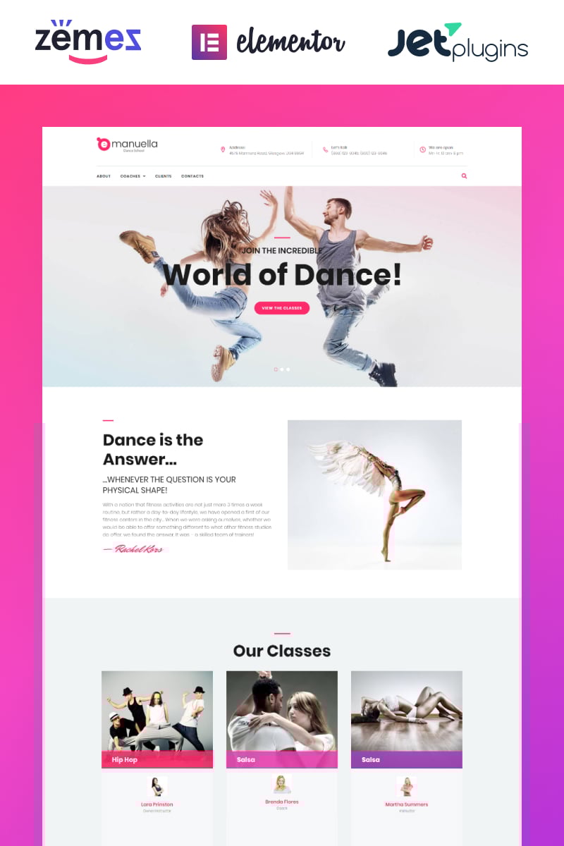 Responsive Emanuella - Dance School Responsive Wordpress #62312