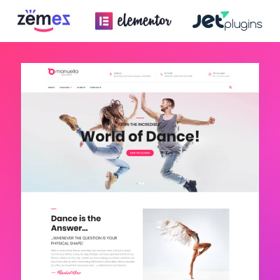 Responzivní WordPress motiv "Emanuella - Dance School Responsive" #62312