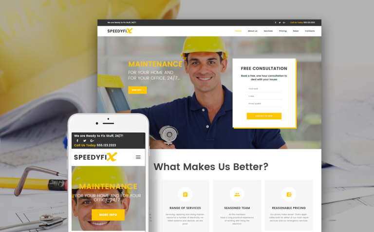 SpeedyFix - Handyman Services Parallax WordPress Template Big Screenshot SpeedyFix - Handyman Services WordPress Theme New Screenshots BIG