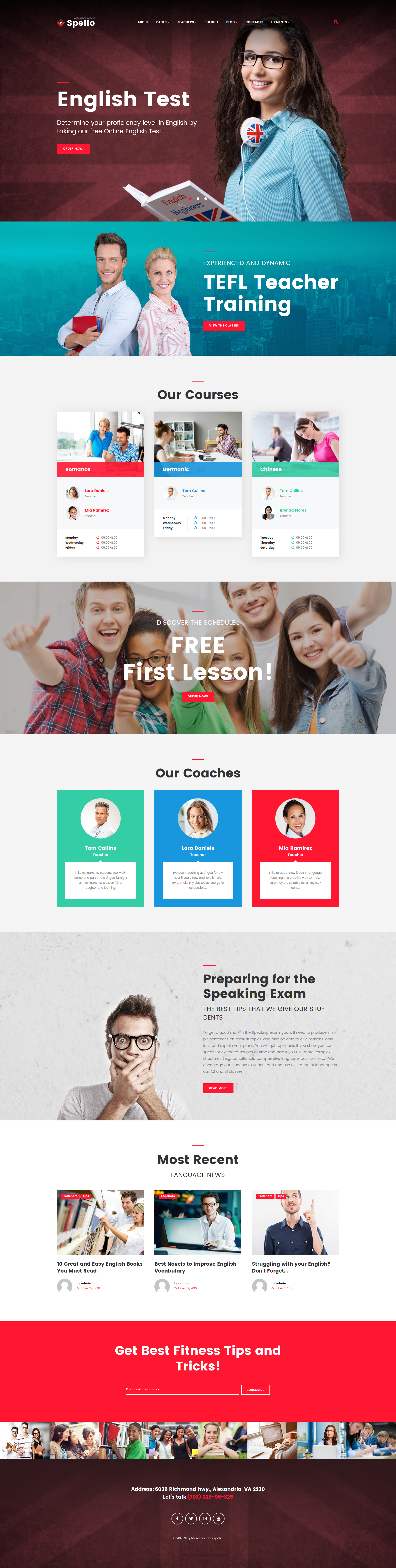 "Spello - Language School" 响应式WordPress模板 #62354