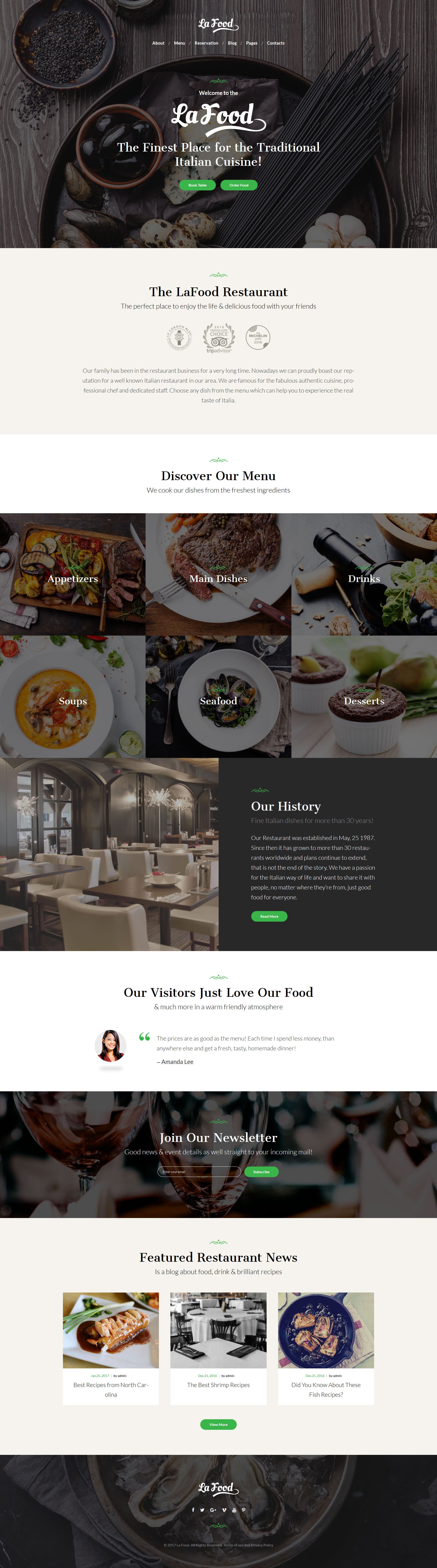 "La Food - Italian Restaurant Responsive" - адаптивний WordPress шаблон №62451
