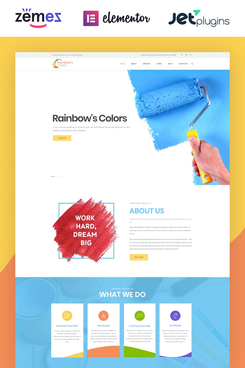 Rainbow's Colors - Painting Company Responsive WordPress Theme New Screenshots BIG