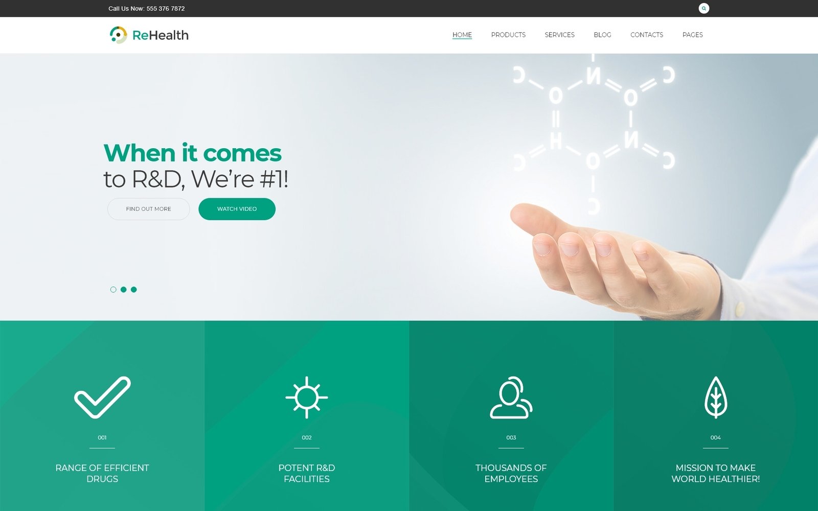 "ReHealth - Pharmacie & Magasin Médical" thème WordPress adaptatif #62499