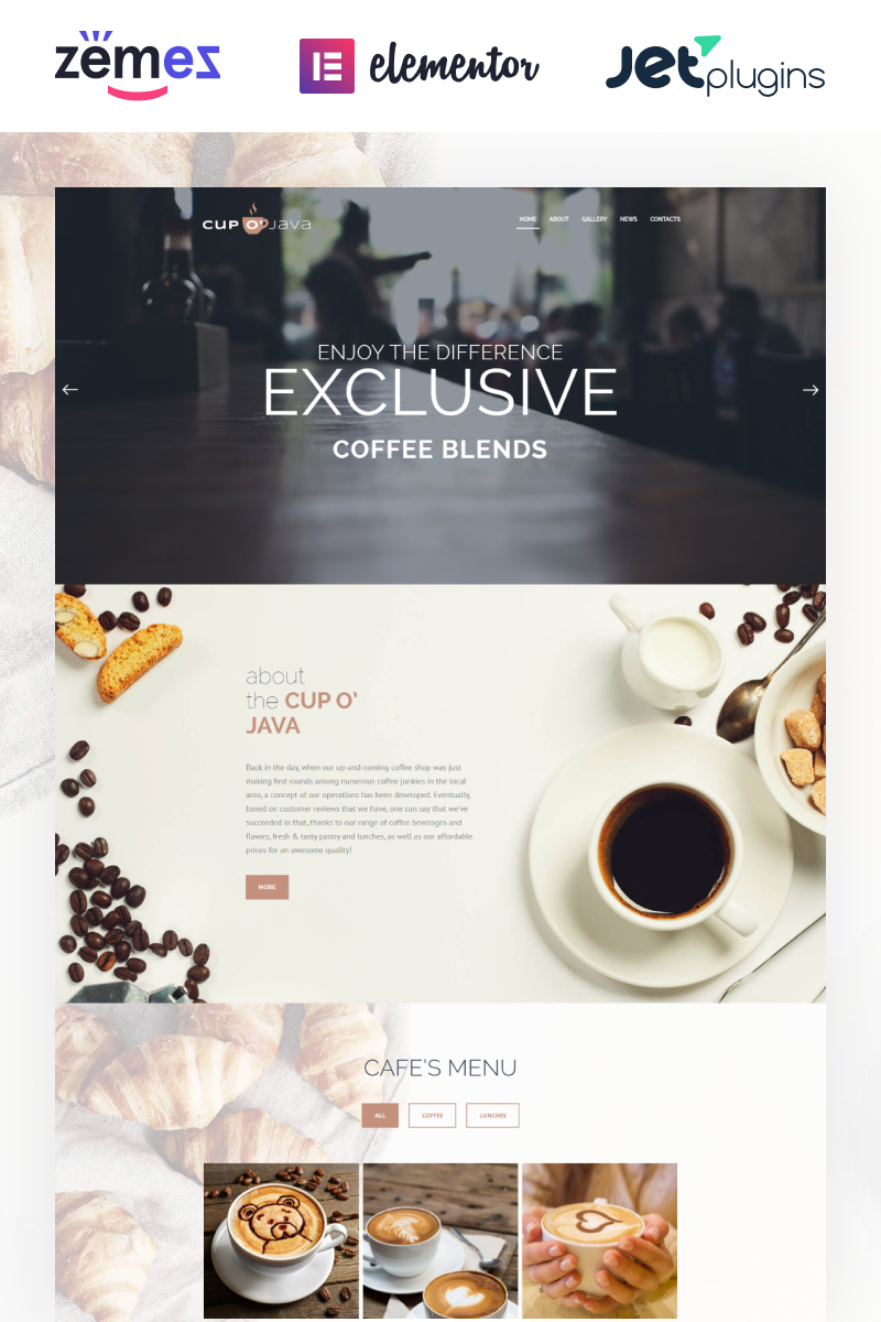 Responsive Cup o' Java - Kahve Mağazası Wordpress #62476 - Ekran resmi