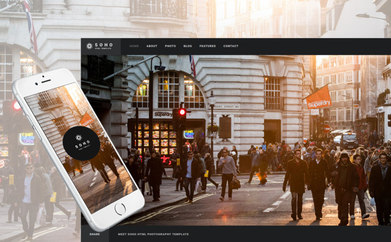 Soho - Photo Portfolio Responsive Website Theme Big Screenshot Soho - Photo Portfolio Website Template New Screenshots BIG
