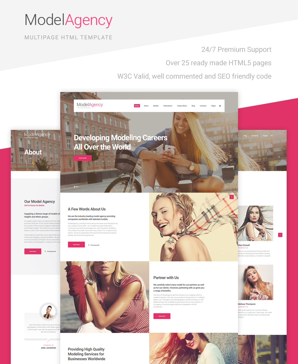 "Urban Fashion Girls - Agence de mannequins multipage" modèle web adaptatif #62438