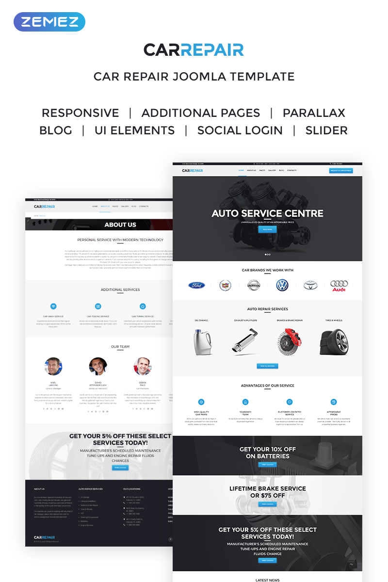 "CarRepair - Auto Service Center" - адаптивний Joomla шаблон №63391