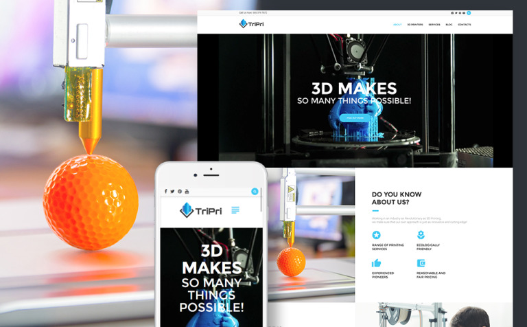 3D Printing Services Responsive WordPress Template Big Screenshot 3D Printing Services WordPress Theme New Screenshots BIG