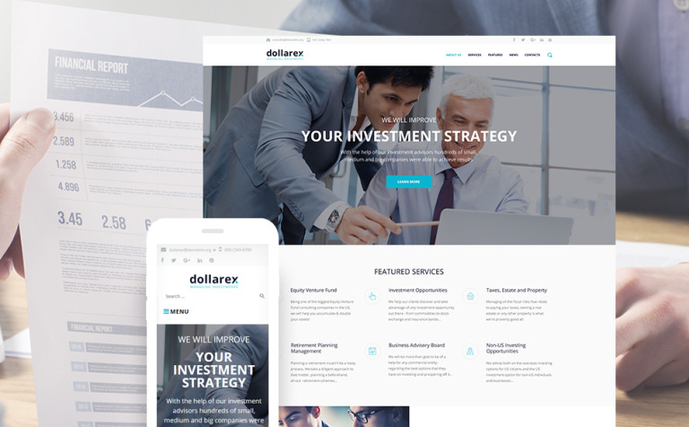 Dollarex - Investment Company & Finance Responsive WordPress Theme Big Screenshot Dollarex - Investment Company & Finance WordPress Theme New Screenshots BIG
