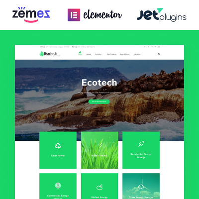 "EcoTech - Environment Saving Technologies" Responsive WordPress thema #63381