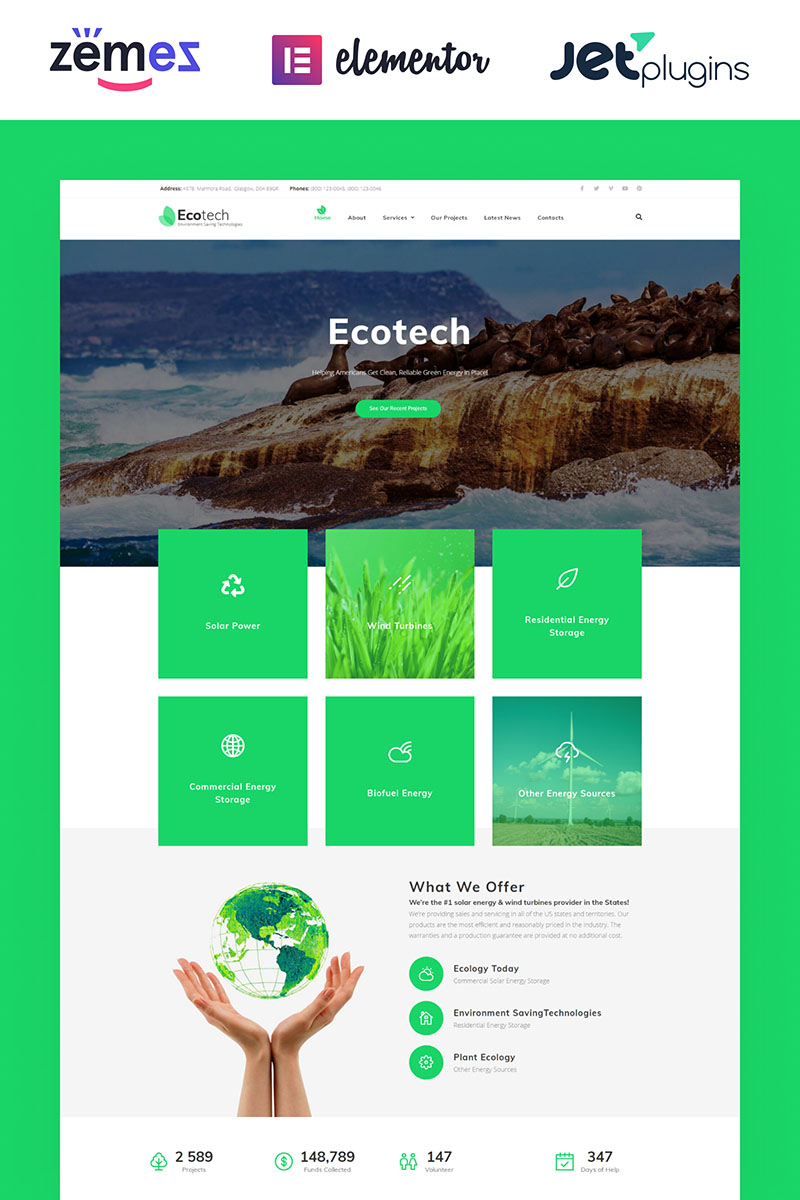 EcoTech - Environment Saving Technologies WordPress Theme New Screenshots BIG