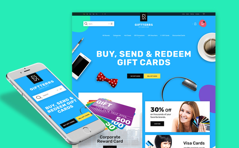Giftterrs - Gift Cards for Any Purpose PrestaShop Theme