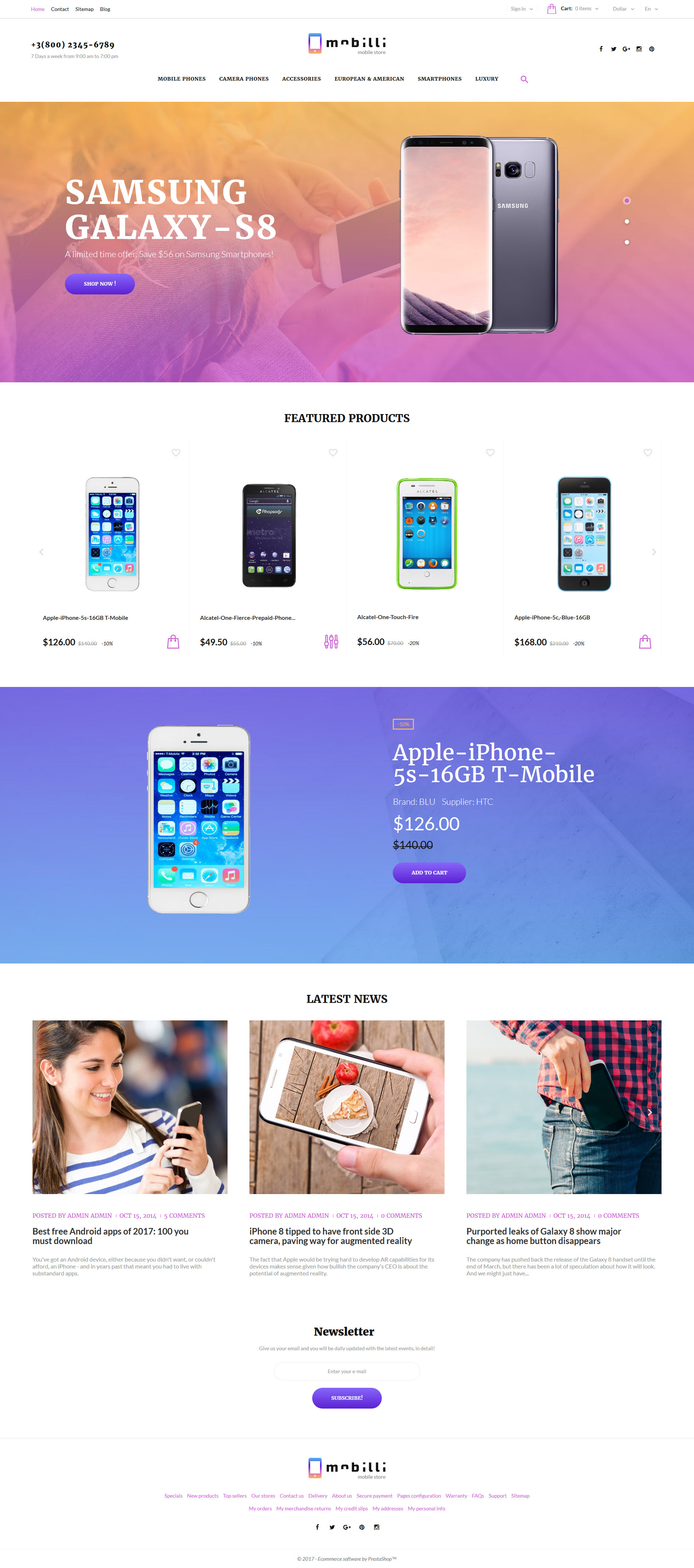 "Mobilli - Téléphones portables et accessoires" thème PrestaShop adaptatif #63335 - screenshot