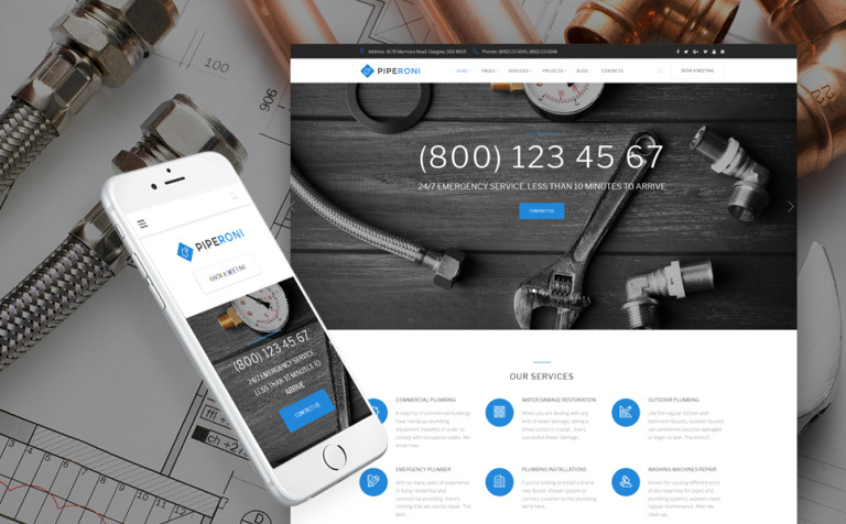 Plumber & Repair Services WPML ready WordPress Template Big Screenshot Plumber & Repair Services WordPress Theme New Screenshots BIG