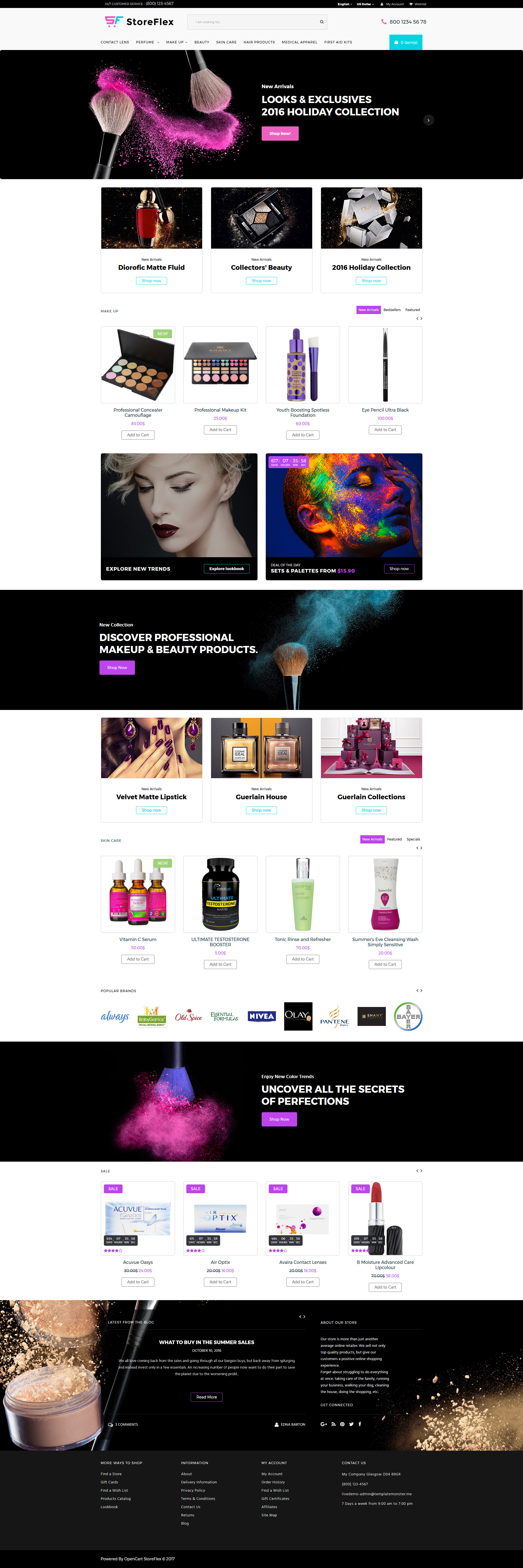 Responsive StoreFlex - Cosmetics Store Responsive Opencart #63354 - Ekran resmi