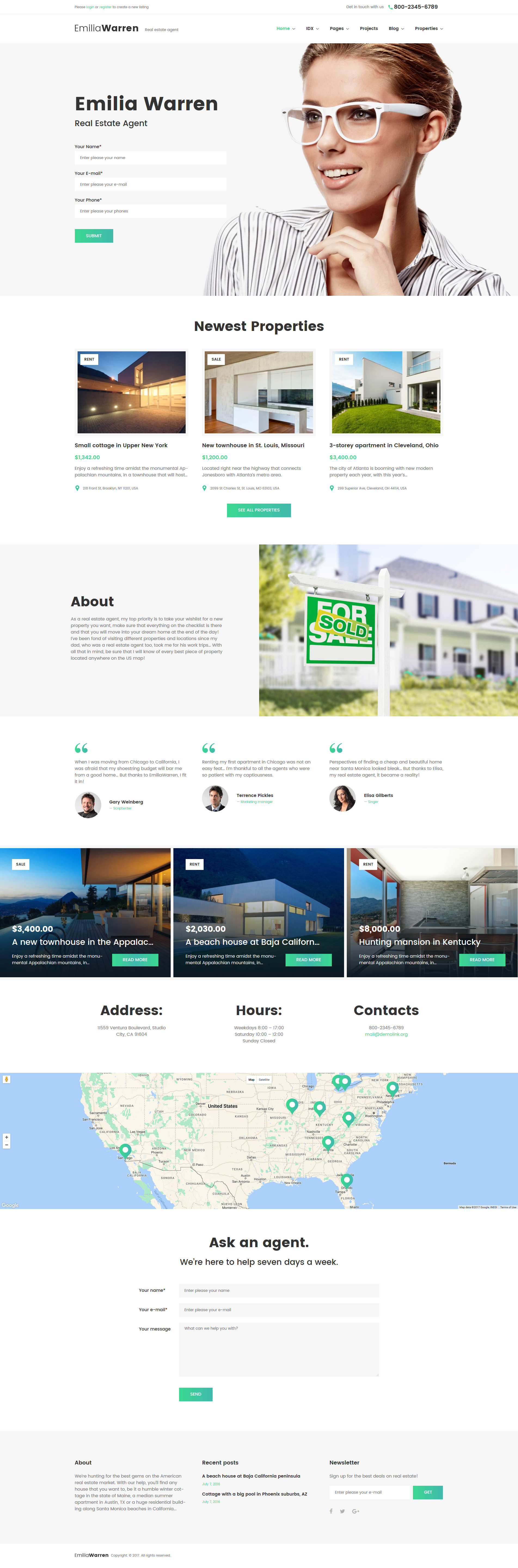 Responsywny motyw WordPress Emilia Warren - Real Estate #63386 - zrzut ekranu