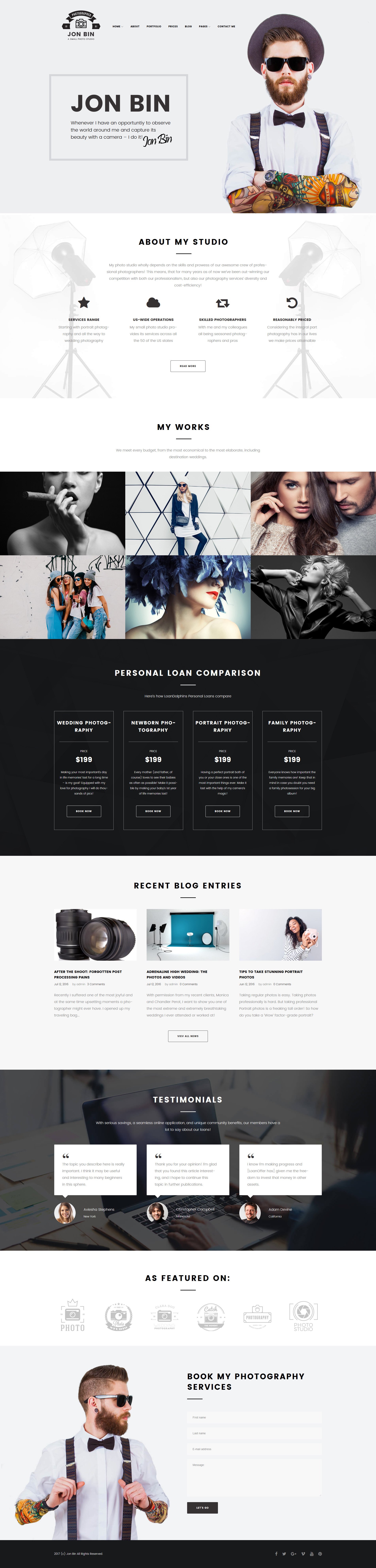 WordPress Theme namens "Einseitiges Fotografen-Portfolio für Freiberufler" #63397 - Screenshot