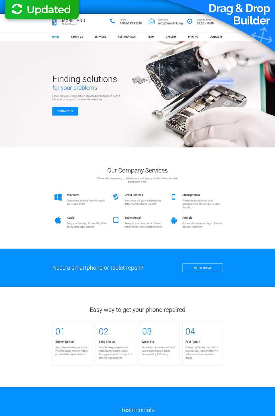 Mobilland - Mobile Repair Services Moto CMS 3 Template New Screenshots BIG