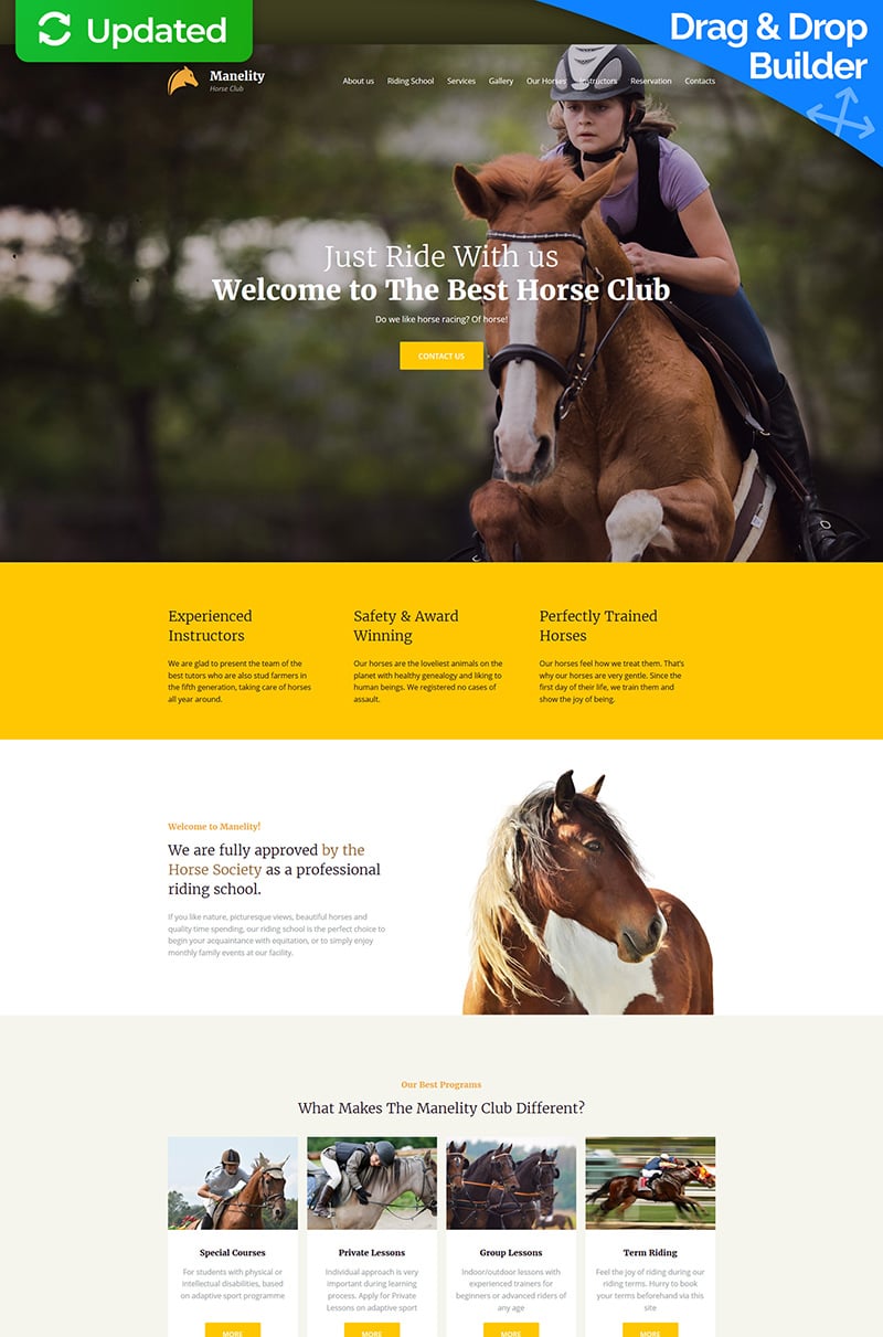 Plantilla Moto CMS 3 "Manelity - Equestrian & Horse Riding Club Premium" #63478