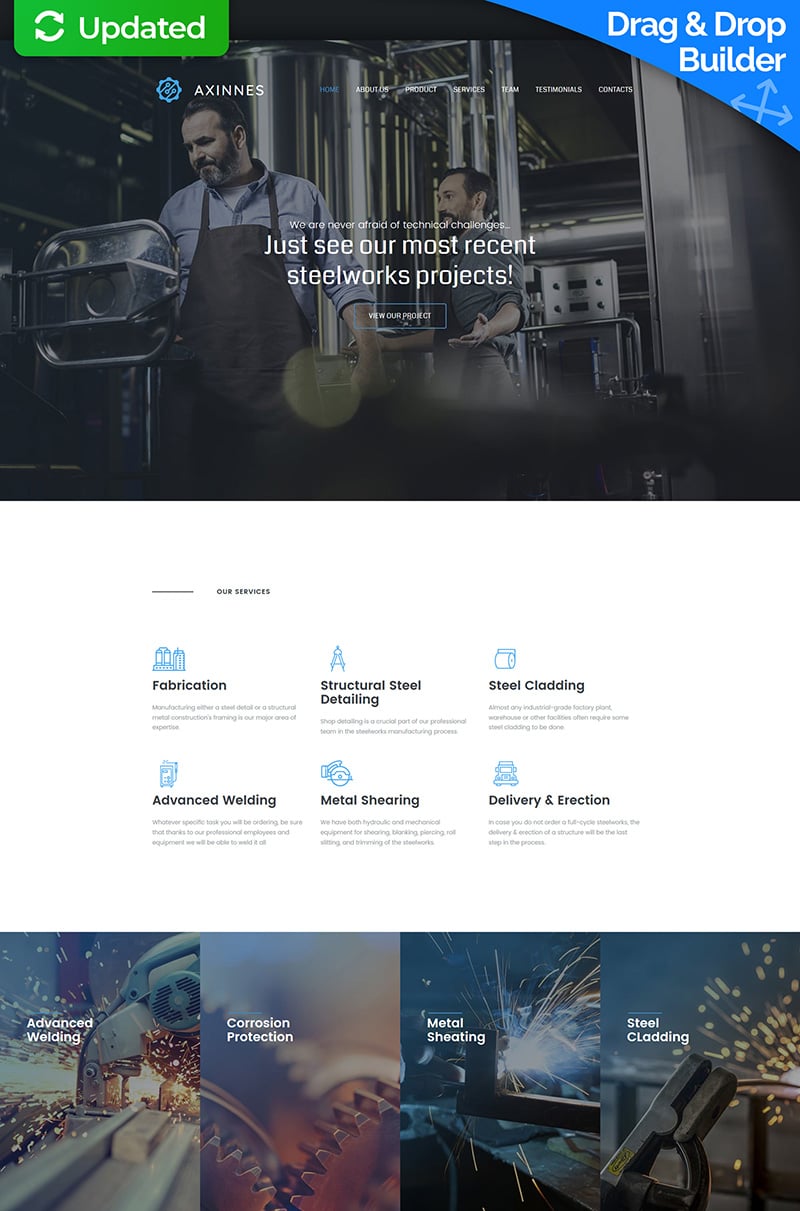 Responzivní Moto CMS 3 šablona "Axinnes - Steel Industrial Premium" #63471 - screenshot
