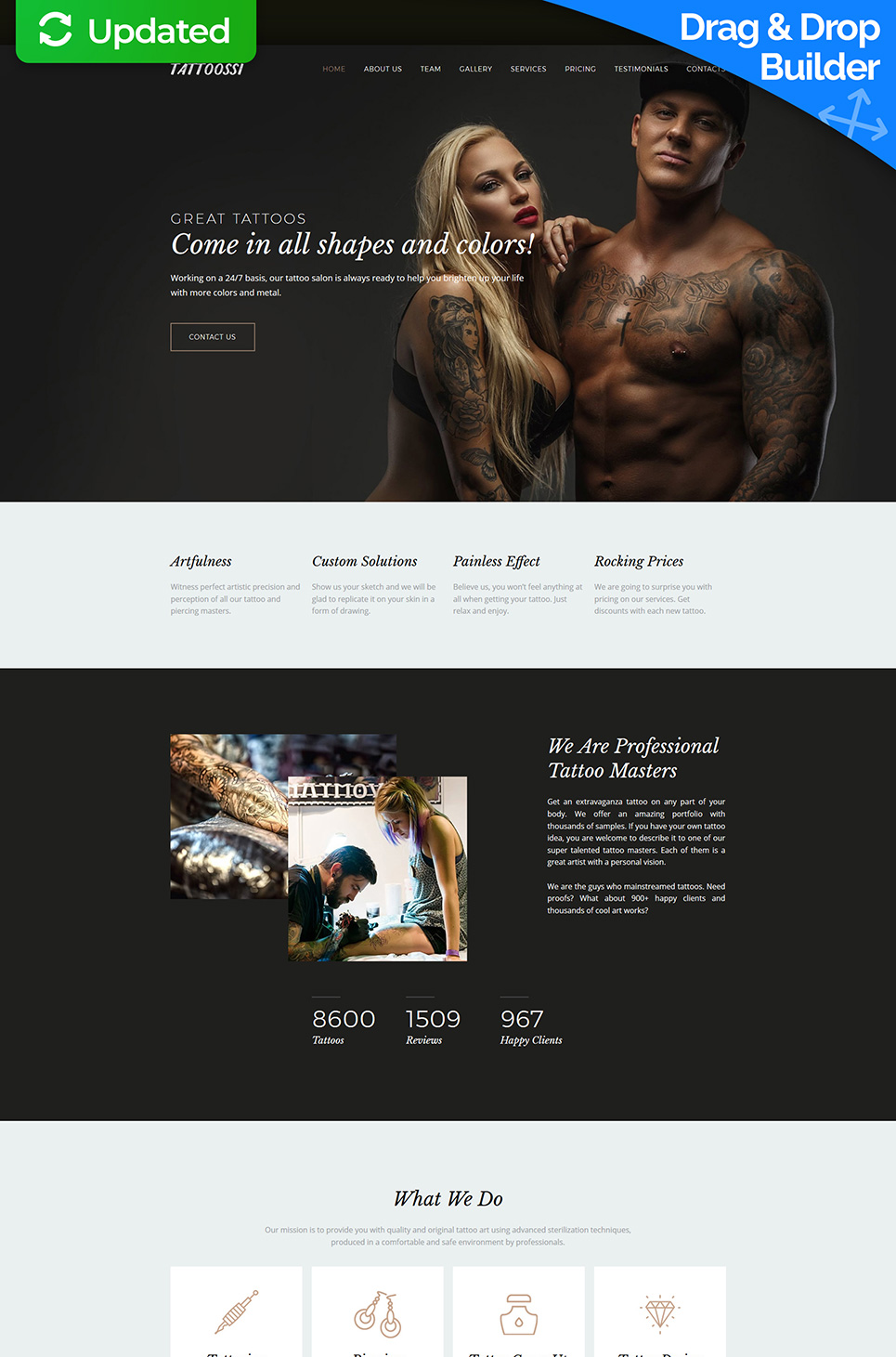 Tattoossi - Tattoo Salon Premium Moto CMS 3 Template New Screenshots BIG
