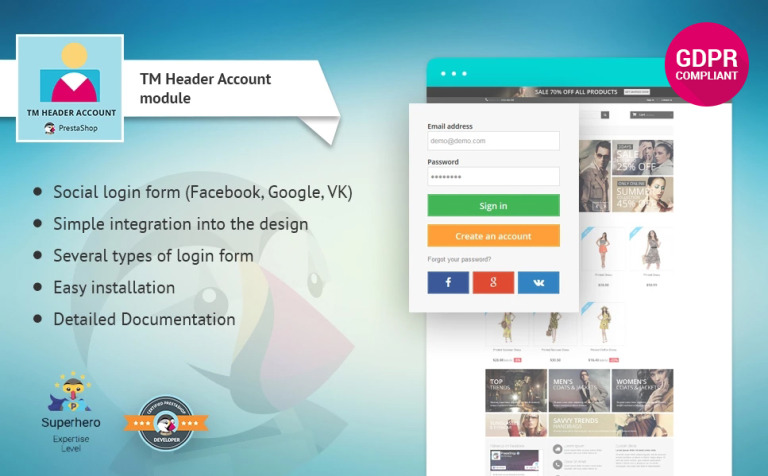 TM Header Account PrestaShop Module Template Big Screenshot TM Header Account PrestaShop Module New Screenshots BIG