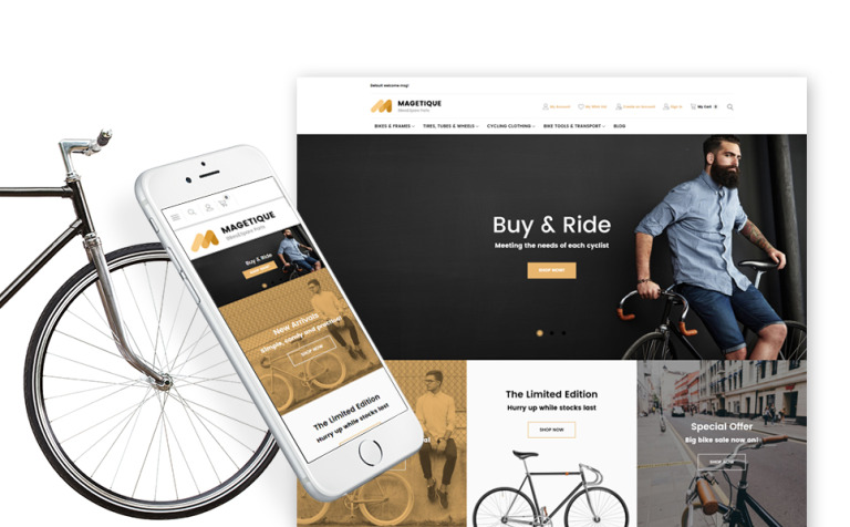 Bikes and Bike Equipment Responsive Magento Template Big Screenshot Bikes and Bike Equipment Magento Theme New Screenshots BIG