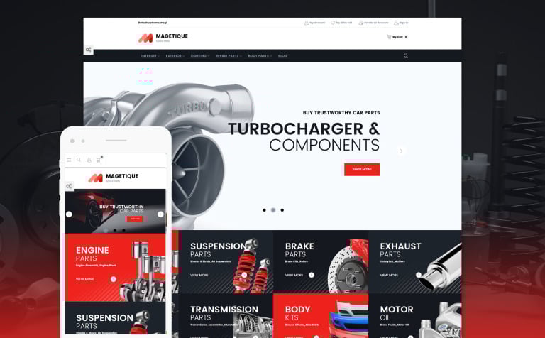 Car Spare Parts Retina-Ready Responsive Magento Template Big Screenshot Car Spare Parts Retina-Ready Magento Theme New Screenshots BIG