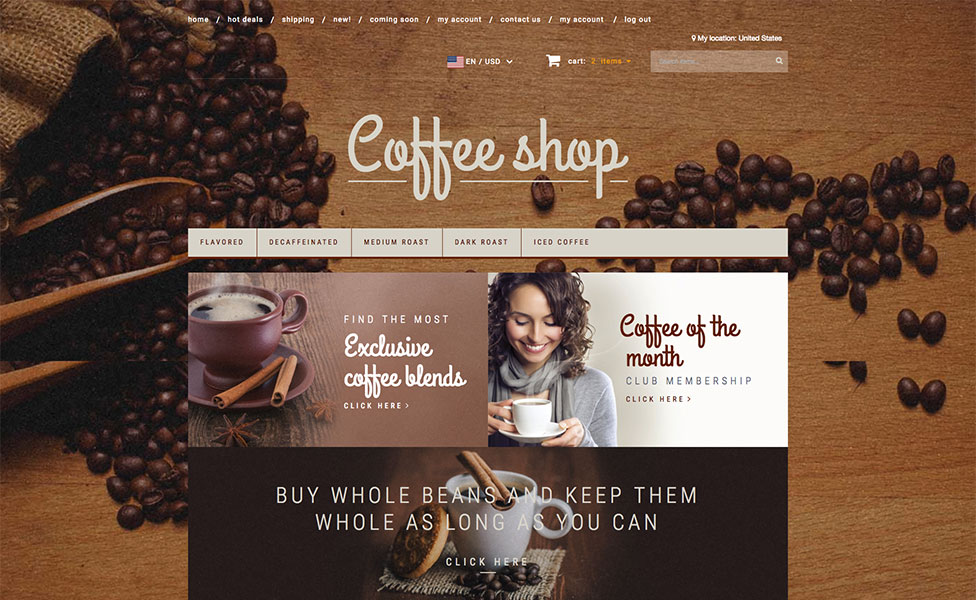 Coffee Shop X-Cart Template New Screenshots BIG