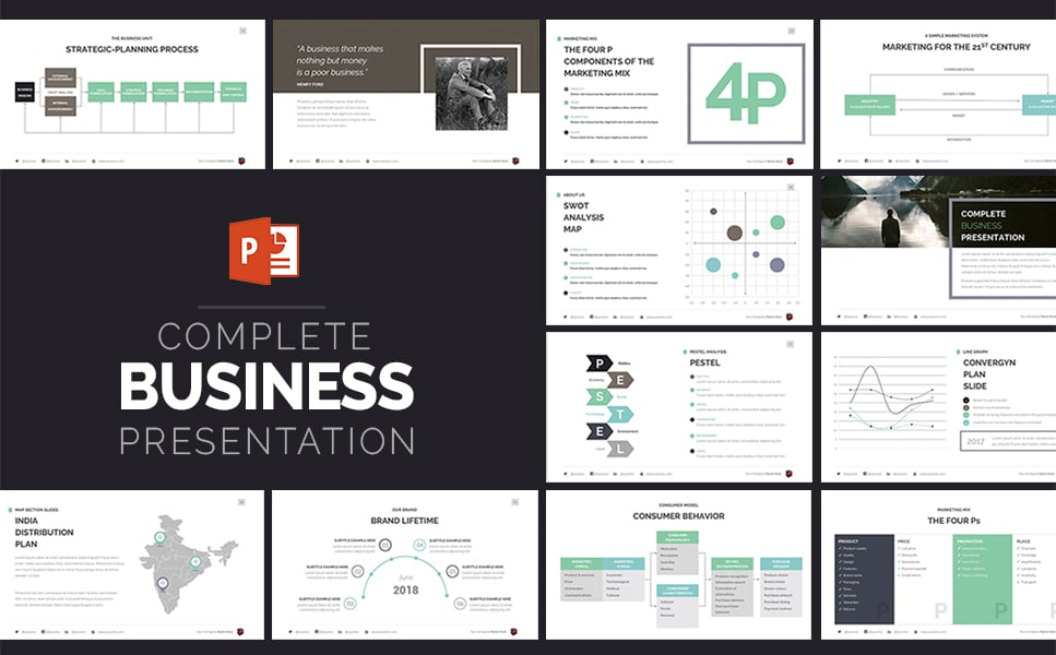 Complete Business Presentation PowerPoint Template New Screenshots BIG