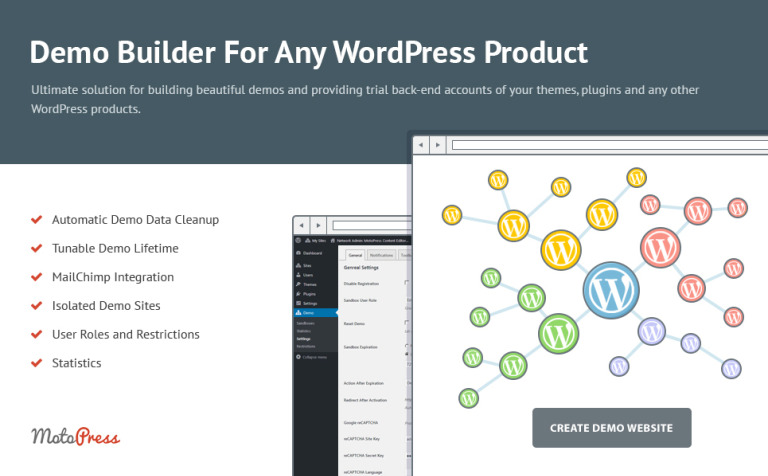 Demo Builder for any WordPress Product WordPress Plugin Template Big Screenshot Demo Builder for any WordPress Product WordPress Plugin New Screenshots BIG