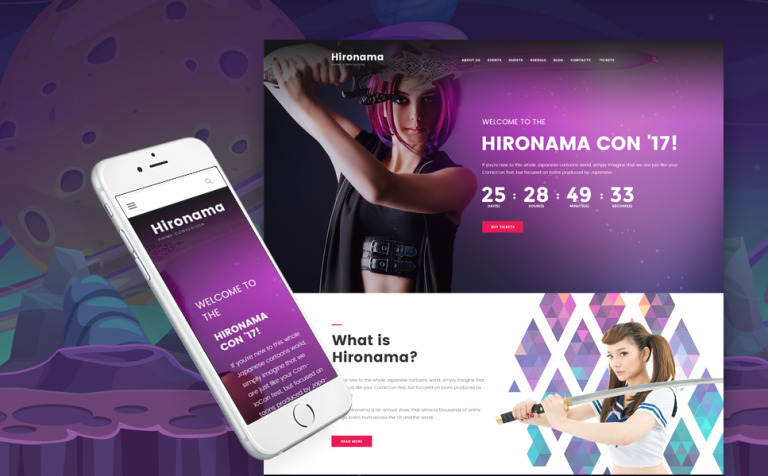 Hironama - Anime Convention Parallax WordPress Template Big Screenshot Hironama - Anime Convention WordPress Theme New Screenshots BIG