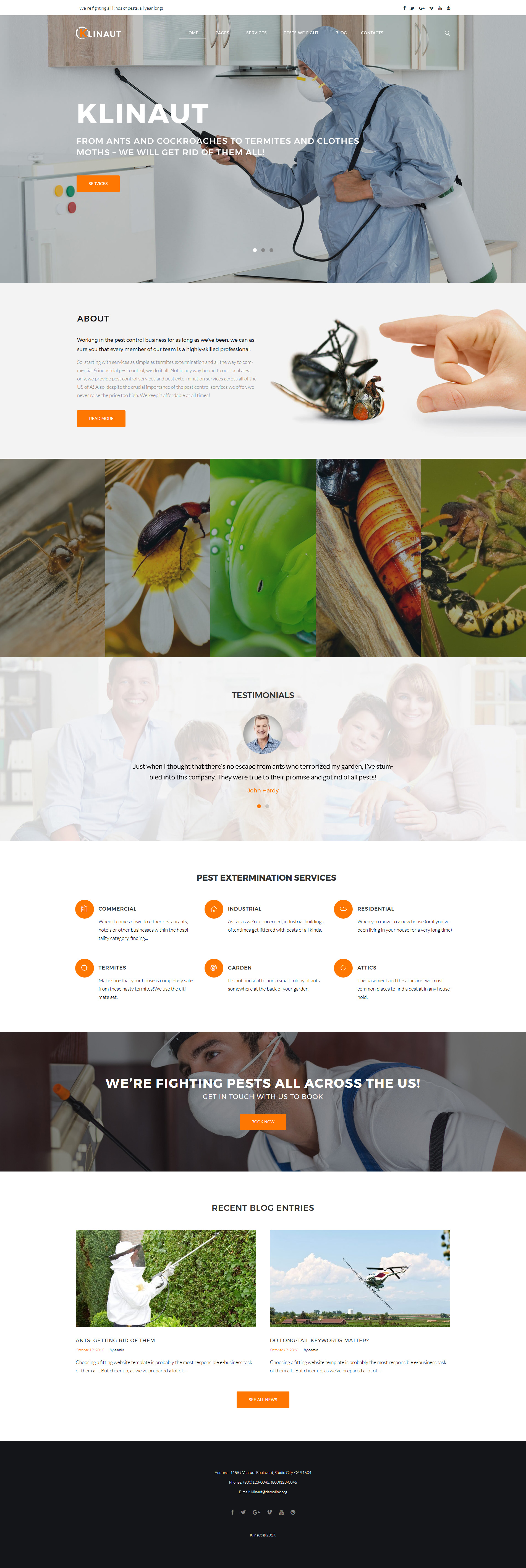 "Klinaut - Pest Control" Responsive WordPress thema №63531 - screenshot