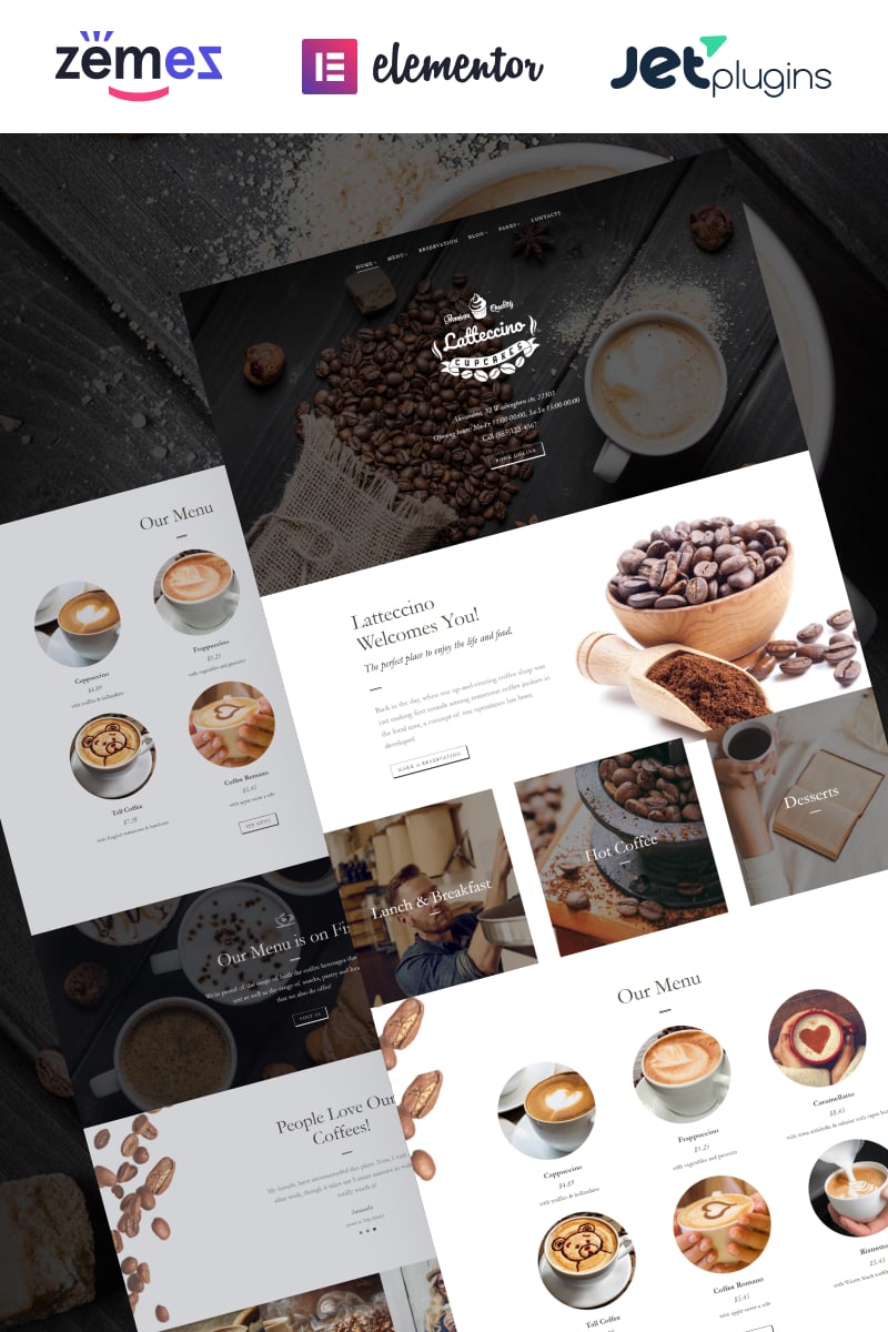 "Latteccino - Coffee Shop" 响应式WordPress模板 #63569