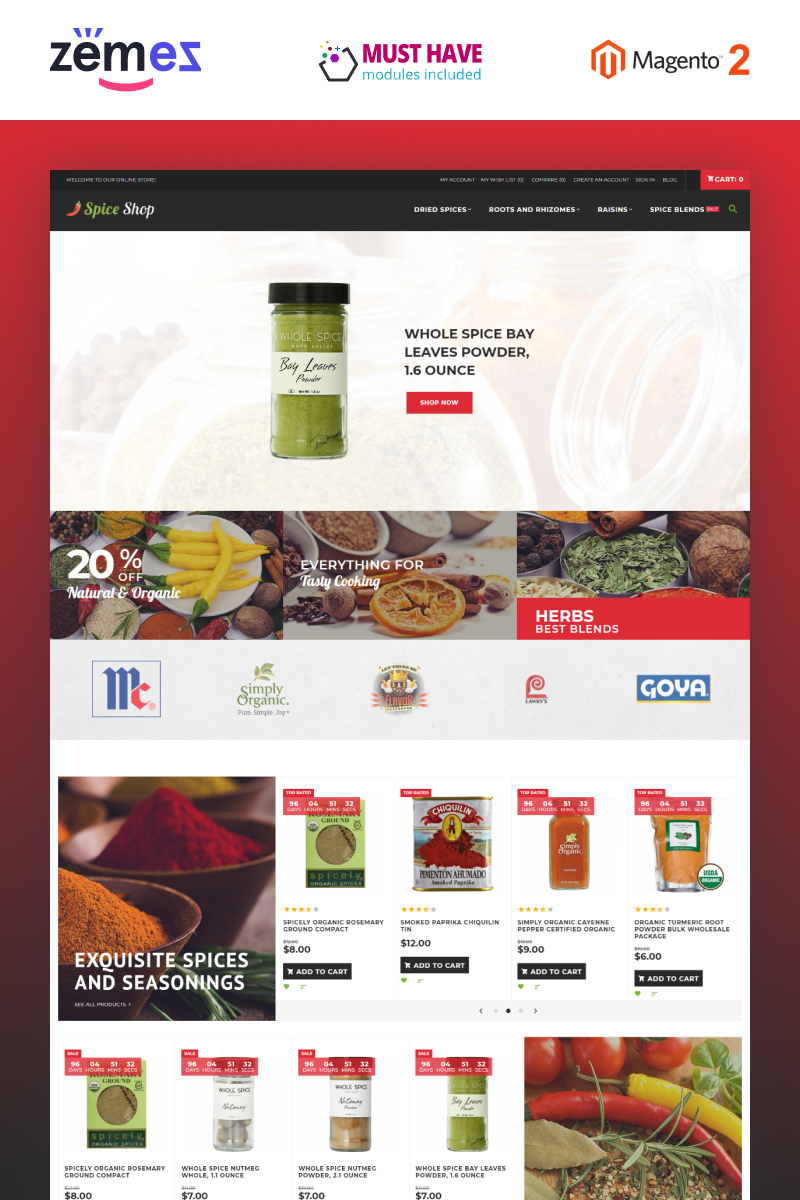 Magento Theme namens "Spices Store - Spices Bootstrap Template" #63588 - Screenshot