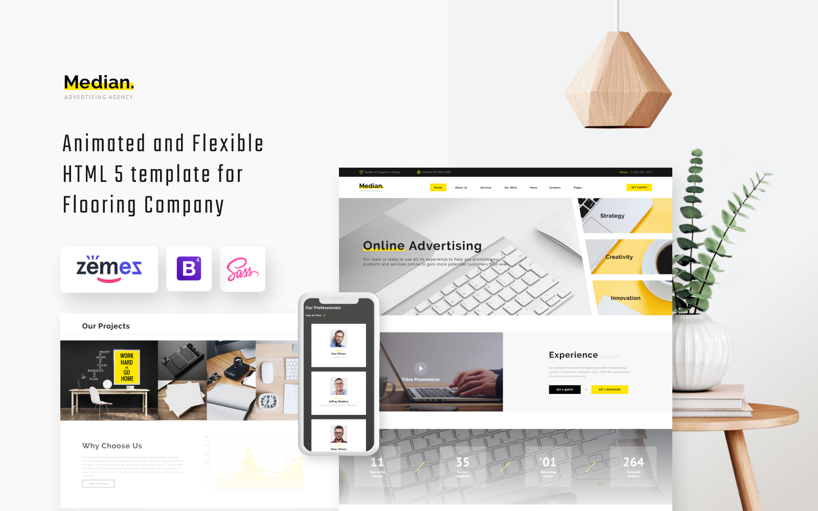 "Median - Advertising Agency HTML Website Template" Responsive Website template №63506