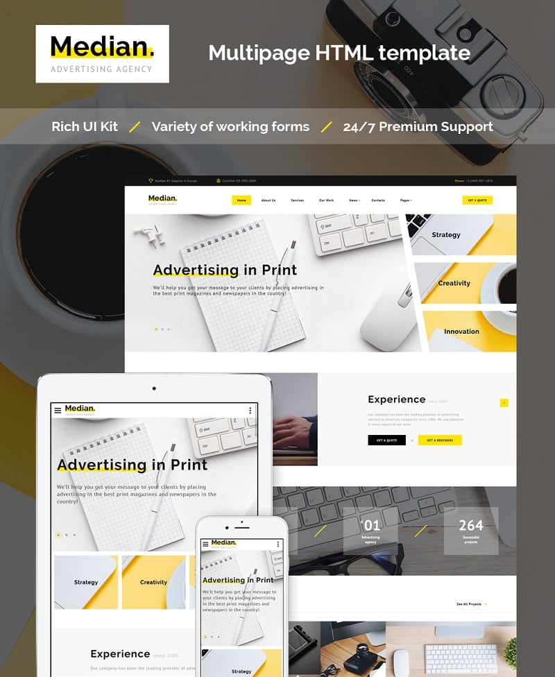 Responsive Median - Advertising Agency HTML5 Web Sitesi #63506