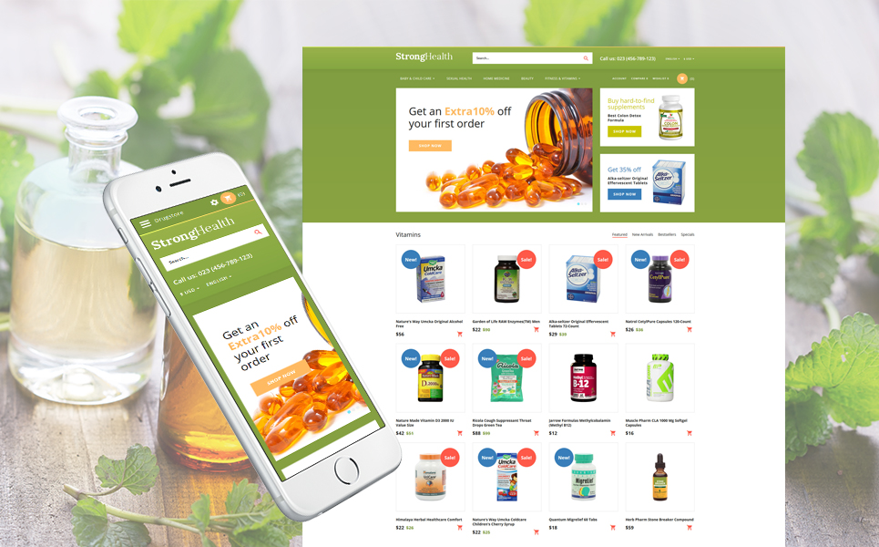 StrongHealth - Drugstore OpenCart Template New Screenshots BIG