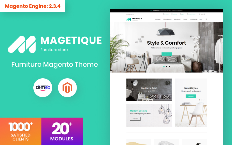 Template Magento Responsive #63514 "Magetique - Furniture"