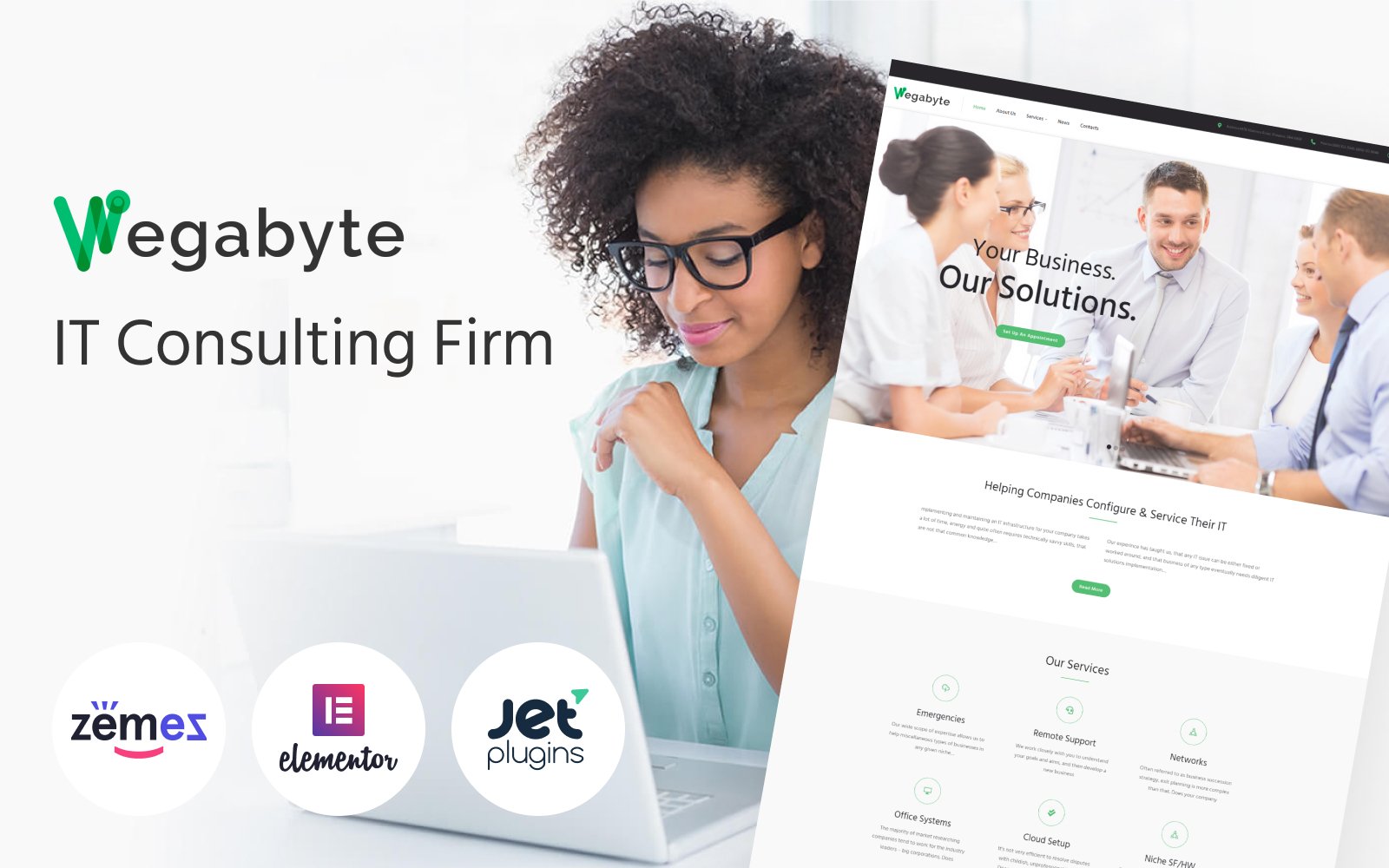 "WegaByte - Elementor-based IT Consulting" - адаптивний WordPress шаблон №63550