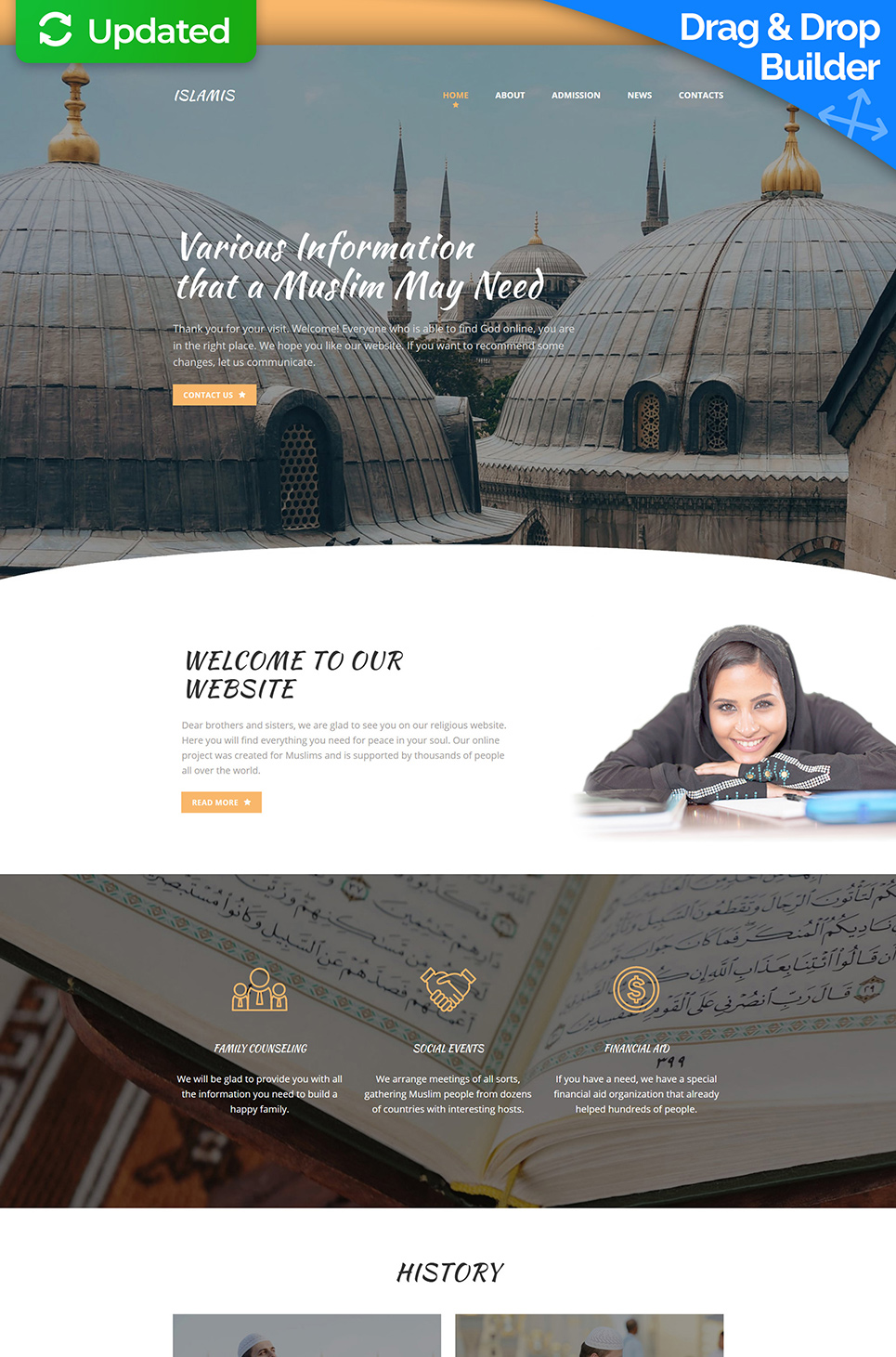 Islamic Social Center Responsive Moto CMS 3 Template New Screenshots BIG